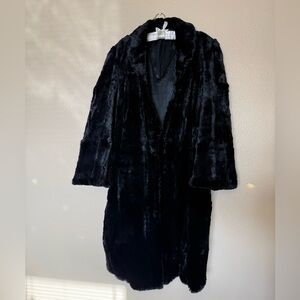 Luxurious Black Rabbit Fur Pea Coat